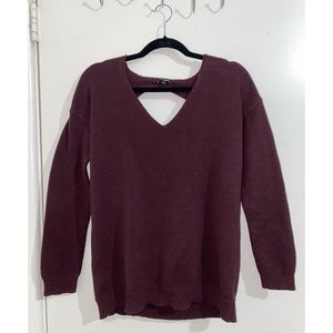 Express Sweater Womens Size S Long Sleeve Open Back Maroon
